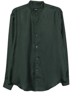 Giorgio Armani Mandarin-Collar Silk Shirt - Green
