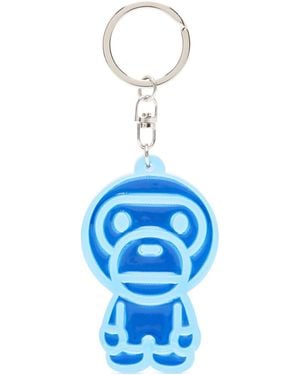 A Bathing Ape Logo Print Keyring - Blue