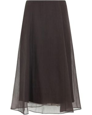 Brunello Cucinelli Falda acampanada translúcida - Gris