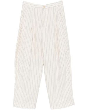Hed Mayner Pinstripe-Pattern Pleated Trousers - White