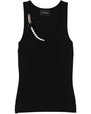 Simone Rocha Pearl-And-Chain Tank Top - Black
