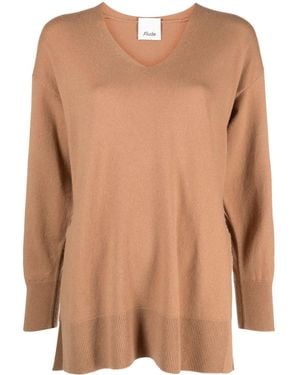 Allude Pullover Mit V-Ausschnitt - Braun