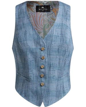 Etro Slub Waistcoat - Blue