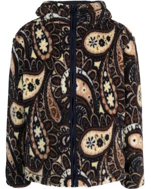 Drole de Monsieur Paisley-Print Faux-Shearling Jacket - Black