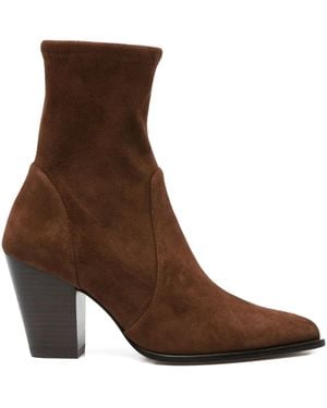 Stuart Weitzman Yuliana Pointed-Toe Sock Boots - Brown