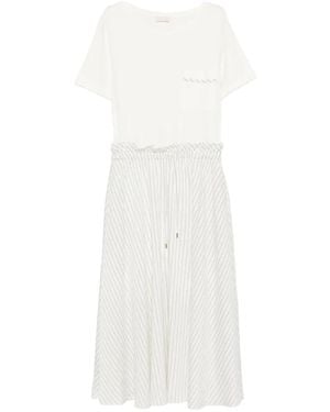 Liu Jo Striped-Pattern Midi Dress - White