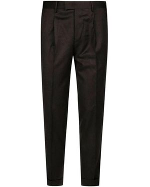 PT Torino Pleated Wool Trousers - Black