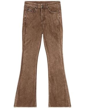 DIESEL Pantalon Bootcut En Tissu Enduit Traité - Brown