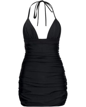 MEDEA Ruched Halterneck Mini Dress - Black