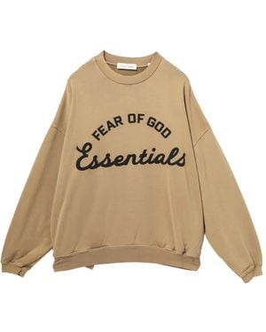 Essentials Logo-Print Crew Neck Jumper - Natural