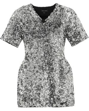 Marc Jacobs Sequin V-Neck Knit Dress - Grey