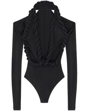 Stella McCartney Body trenzado con abertura - Negro