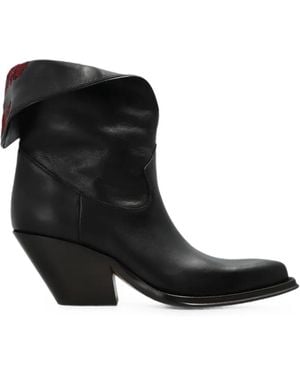 Chloé Azelan Leather Cowboy Boots - Black