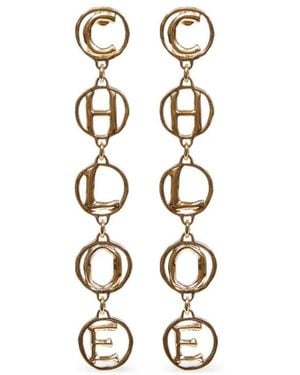 Chloé Pendientes Script Con Letra - Blanco