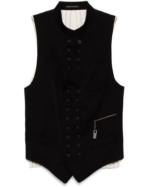 Yohji Yamamoto Button Fastening Gilets - Black