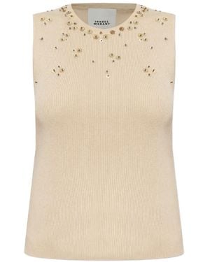 Isabel Marant Apoline Sequin-Embellished Top - Natural