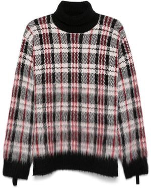 Helmut Lang Brushed Plaid-Check Jumper - Red