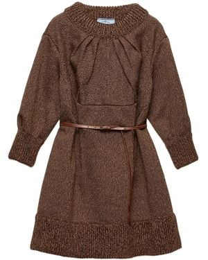 Prada Abito Mouliné Corto - Marrone