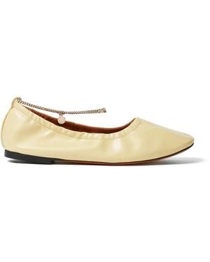 Stella McCartney Chain-Embellished Ruched Ballet Flats - Natural