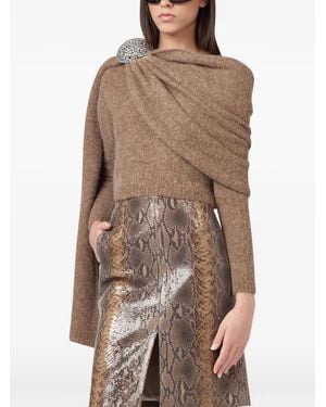 GIUSEPPE DI MORABITO Crystal-Embellished Draped Jumper - Brown