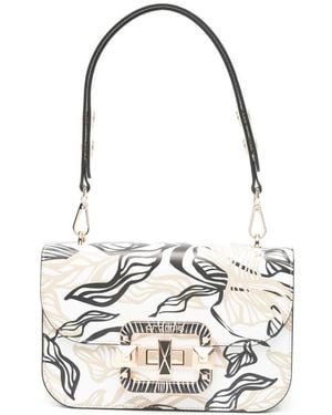 Cromia Graphic-Print Leather Cross Body Bag - White