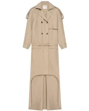 Courreges Asymmetrical-Hem Trench Coat - Natural
