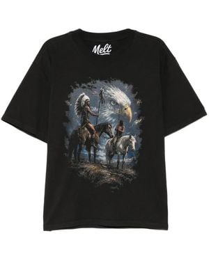 Melt Eagle-Print T-Shirt - Black