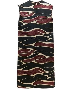Marni Viscose Dress With Crimson Flow Print - Black