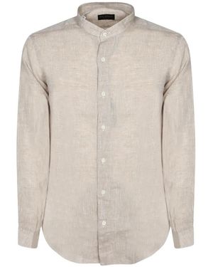 Dell'Oglio Mandarin-Collar Long-Sleeve Shirt - White
