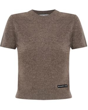 Alexander Wang Logo-Label Knitted Top - Grey
