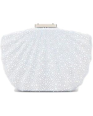 Twentyfourhaitch Bonita Rhinestone-Embellished Shell Clutch Bag - White