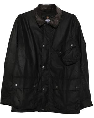 Barbour Waxed-Cotton Corduroy-Collar Jacket - Black