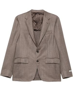 Canali Blazer Monopetto Con Motivo A Spina Di Pesce - Marrone