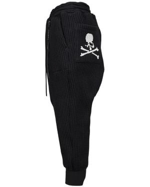 Mastermind Japan Waffle-Knit Logo-Detail Trousers - Black
