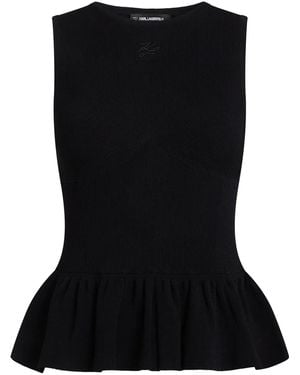 Karl Lagerfeld ぺプラム トップ - ブラック