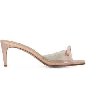 Red(V) Bow-Detail Transparent Mules - Natural