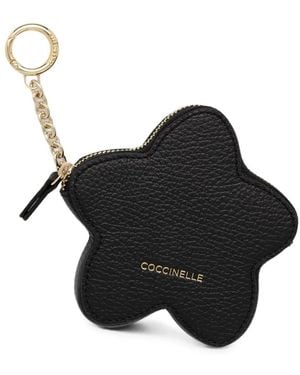 Coccinelle Flower-Shape Leather Keyring - Black