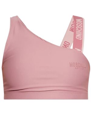 Moschino Asymmetric Logo-Strap Top - Pink