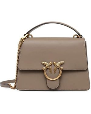 Pinko Love Birds Leather Shoulder Bag - Metallic