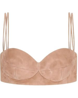 Magda Butrym Sweetheart Suede Top - Natural