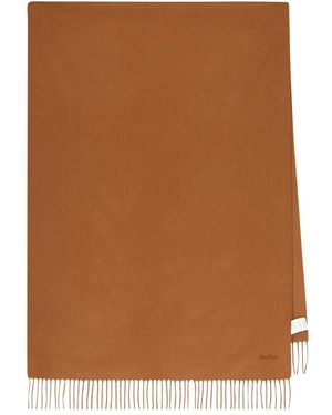 Max Mara Sjaal Met Geborduurd Logo En Franje - Bruin