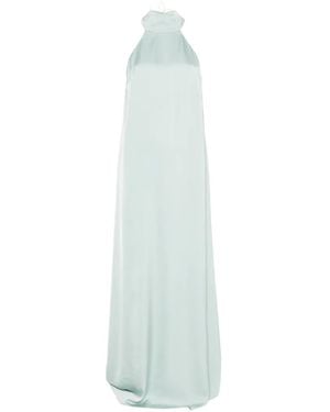 The Archivia Riviera Feather-Trim Halterneck Maxi Dress - White