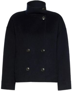 Max Mara Double-Breasted High-Neck Coat - Blue
