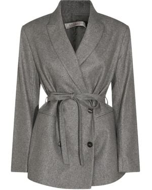 Antonelli Belted Double-Breasted Jacket - Grey