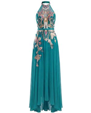 Saiid Kobeisy Vestido Largo Con Cuello Halter Y Bordado - Azul