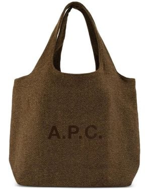 A.P.C. Ninon Wollen Shopper Met Logo-Print - Bruin