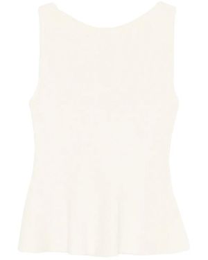 Rohe Ribbed-Knit Peplum Top - White