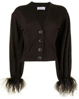 16Arlington Kara Feather-Trim Cardigan - Black