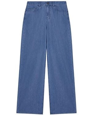 Emporio Armani Eagle Club J8B Wide-Leg Turn-Up Jeans - Blue