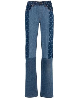 Marine Serre Mid-Rise Straight-Leg Jeans - Blue